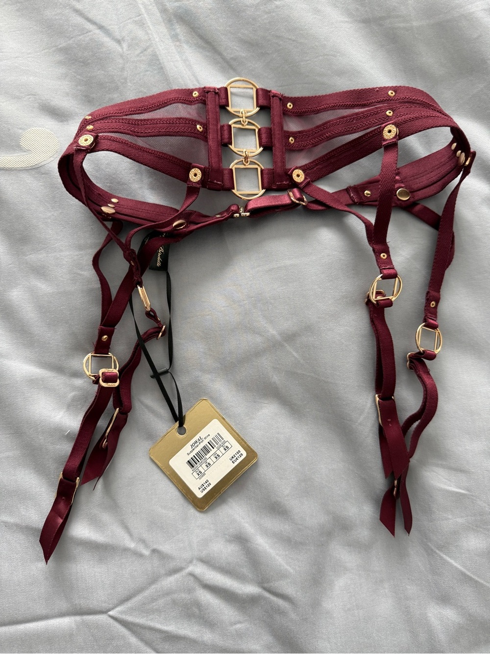 NWT Honey Birdette Jowal garter belt/suspender Port Wine. XS